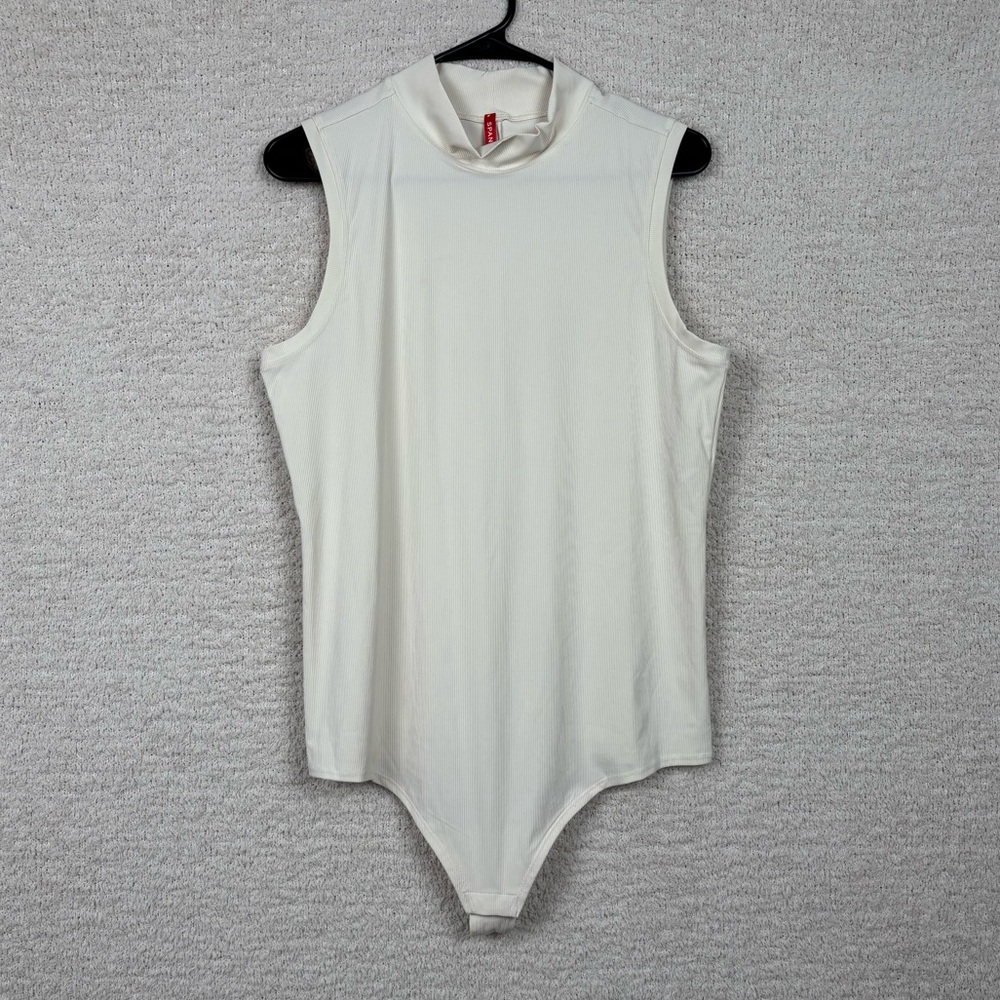 Spanx Bodysuit Womens 1X Suit Yourself Ribbed Mock Neck Sleeveless Smoother